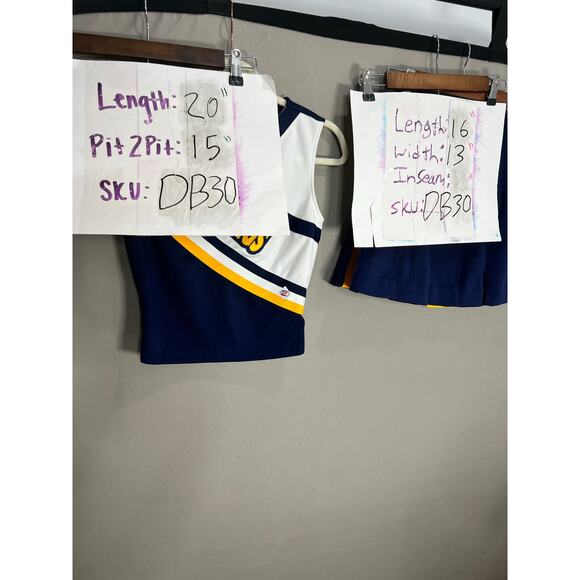 AUTHENTIC 2 PIECE CHEERLEADER DANZ TEAM UNIFORM "MUSTANGS" Small Blue Yellow - Picture 5 of 12